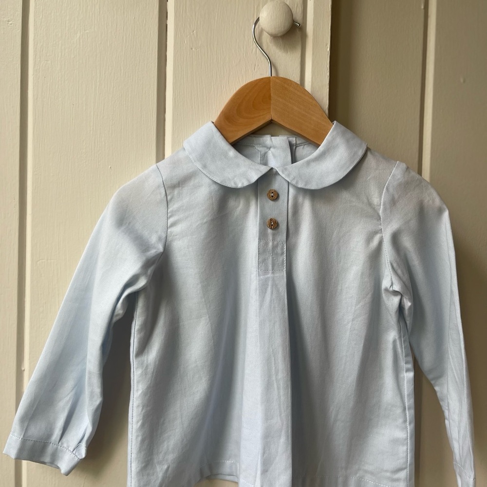 Toddler Rounded Collar Button-Front Shirt - Light Blue